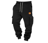 Générique Jogging Homme Grande Longueur Grande Taille Extensible avec Cordon Coulissant Classique Pantalon Décontracté Bas de Survêtement Trekking Vetement de Travail Cargo Homme Large Noir L