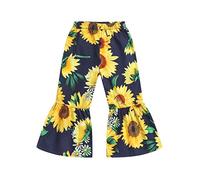 Générique Jogging Large Enfant Pantalon évasé Extensible pour Toute- Fille Impressions de Tournesol Pantalon en Polaire à Volants Leggings Chiffons