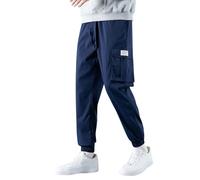 Générique Jogging Large Pantalon Cargo Polyvalent Toutes Saisons pour Hommes,-Poches,Ourlet zippé,Couleur Unie,Grande Taille,Pantalon d'extérieur(Navy,M)