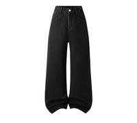 Générique Jogging Oversize Jean Taille Haute à Jambes Droites pour Filles,orné d'un nœud brodé,Coupe Ample et décontractée,idéal pour Les Adolescentes.