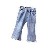 Générique Jogging Pantalons évasés en Denim pour Filles,Pantalons Longs Slim fit pour Enfants de 3 à 13 Ans,arrivée Printemps 2025(Light Yellow,130)