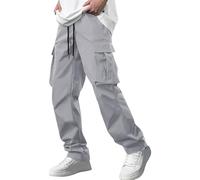 Générique Jogging Slim Homme Pantalons de Sport Hiver Cargo Chino de Sécurité avec Cordon Coulissant Pantalon Homme Sport Sweatpants Gris Clair 3XL