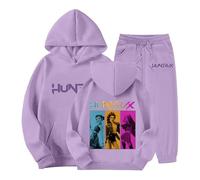 Générique Jogging Survêtement Ensemble 2 Pièces K-kpop Demons Hunters Merch pour Fille Imprimés Demon Huntrix Huntr/X Noël Pull à Manches Longues Hauts et sweatpants Décontractés