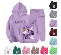 Générique Jogging Survêtement Ensemble 2 Pièces K-kpop Demons Hunters Merch pour Fille Imprimés Huntrix Huntr/X Pull à Manches Longues Hoodies Hauts Décontractés Demon 2026