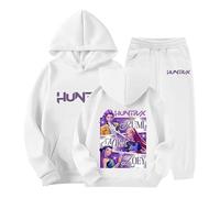 Générique Jogging Survêtement Ensemble 2 Pièces Kpop D-Demons Hunters Merch pour Fille Imprimés K-Pop Demon Hunter Huntrix Huntr/X Pull à Manches Longues Kpop Witch Hauts Décontractés 2-13 Ans