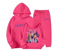 Générique Jogging Survêtement Ensemble 2 Pièces Kpop Demons Hunters Merch pour Fille Imprimés K-Pop Hunter Huntrix Huntr/X Rumi Mira Zoey Pull à Manches Longues Kpop Witch Hauts Décontractés Demon