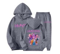 Générique Jogging Survêtement Ensemble 2 Pièces Kpop Demons Hunters Merch pour Fille Imprimés K-Pop Demon Hunter Huntrix Huntr/X Rumi Mira Zoey Pull à Manches Longues Kpop Witch Hauts Décontractés