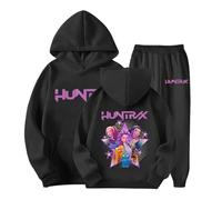 Générique Jogging Survêtement Ensemble 2 Pièces Kpop Demons Hunters Merch pour Fille Imprimés K-Pop Demon Hunter Huntrix Huntr/X Rumi Mira Zoey Pull à Manches Longues Kpop Witch Hauts Décontractés