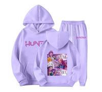 Générique Jogging Survêtement Ensemble 2 Pièces Kpop Demons Hunters Merch pour Fille Imprimés K-Pop Demon Hunter Huntrix Huntr/X Rumi Mira Zoey Pull à Manches Longues Kpop Witch Hauts Décontractés
