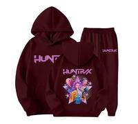 Générique Jogging Survêtement Ensemble 2 Pièces Kpop Demons Hunters Merch pour Fille Imprimés K-Pop Demon Hunter Huntrix Huntr/X Rumi Mira Zoey Pull à Manches Longues Kpop Witch Hauts Décontractés