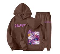 Générique Jogging Survêtement Ensemble 2 Pièces Kpop Demons Hunters Merch pour Fille Imprimés K-Pop Demon Hunter Huntrix Huntr/X Rumi Mira Zoey Pull à Manches Longues Kpop Witch Hauts Décontractés