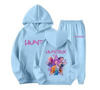 Générique Jogging Survêtement Ensemble 2 Pièces Kpop Demons Hunters Merch pour Fille Imprimés K-Pop Demon Hunter Huntrix Huntr/X Rumi Mira Zoey Pull à Manches Longues Kpop Witch Hauts Décontractés
