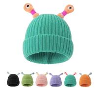 Générique Joli Bonnet Tricoté à Led Little Monster, Chapeau De Bonnet D’Escargots Mignon Et DrôLe,Chapeau De Tentacule De Monstre,Antennes RéTractables Et Lumineuses,Pour GarçOns Et Filles (bleu)
