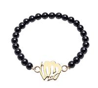 Générique Joli Bracelet Allah en calligraphie Arabe Adaptable Perles Onyx Naturel 18 cm ajustable