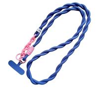 Générique Joli Cordon de téléphone Portable, diamètre extérieur, étui Universel en Acrylique, bandoulière, Carte, Cordon de Cou, Clip, Sangle de Poignet Anti-Perte(Blue_Polyester/Nylon)