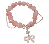 Générique Jonc Bracelet Bracelet Avec Plusieurs Anneaux Ladies In Peach Chain Bracelet Ensembles Perles Mm Bracelet Bijoux (D, One Size)