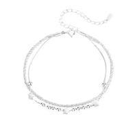 Générique Jonc Bracelet Naturelle Plaqué Perlé Bracelet And Elegant Jewelry Choice Perfectly Showing Your Charm And Personality Style Élastique Couple Bracelets Messages Anneaux (Silver, One Size)