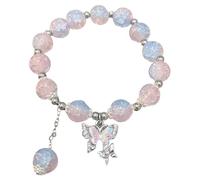 Générique Jonc Bracelet Naturelle Plaqué Perlé Bracelet Elegant And Sweet Cherry Butterfly Bracelet For Ladies In Peach Chain Bracelet Jonc Empilable Aimanté Bijoux (C, One Size)