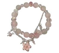 Générique Jonc Bracelet Naturelle Plaqué Perlé Bracelet Elegant And Sweet Cherry Butterfly Bracelet For Ladies In Peach Chain Bracelet Jonc Empilable Aimanté Bijoux (B, One Size)