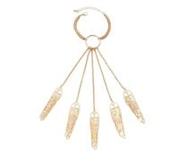 Générique Jonc Mm Connecté Plaqué Mm Classique Bracelet personnalisé, pompon conique, chaîne arrière pour ongles et Pour Message Lune Acier Hommes Bijoux (Gold, One Size)