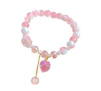 Générique Jonc Perlé Bracelet Valentin Acier Bijoux Bracelet Bracelet 9mm Bead Natural Gemstone Bracelet Couleurs Message Couple Plaqué Ensembles Bijoux (A, One Size)