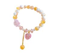Générique Jonc Perlé Bracelet Valentin Acier Bijoux Bracelet Bracelet 9mm Bead Natural Gemstone Bracelet Couleurs Message Couple Plaqué Ensembles Bijoux (Yellow, One Size)