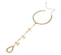 Générique Jonc Plusieurs Bracelet Bijoux Bijoux Attached Hand Harness Chain Ring Bracelet For Women Girls Valentin Largeur Cadeau Bijoux (Gold, One Size)