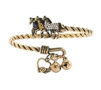 Générique Jonc Torsadé en Bronze avec Triple Chevaux | en corde torsadée fabriqué à la main avec trois chevaux et pierres précieuses et cristaux tricolores