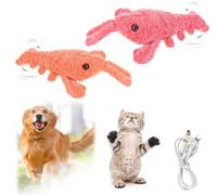 Générique Jouet à Homard Souple, Jouet en Mouvement pour Chien, Jouets Interactifs pour Chien, Chargeur USB, Jouet à Mâcher en Peluche, Jouets Interactifs (Rose+Orange)