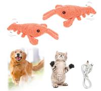 Générique Jouet à Homard Souple, Jouet en Mouvement pour Chien, Jouets Interactifs pour Chien, Chargeur USB, Jouet à Mâcher en Peluche, Jouets Interactifs (Orange-2 pièces)