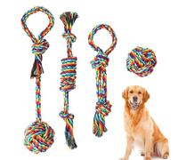 Générique Jouet À Tirer pour Chien en Coton - Corde Nouée De 25 Cm, Lot De 4 Jouets À Mâcher Interactifs Colorés, Nettoyage Durable des Dents | Indestructible pour Les Chiens Tagl Agressifs