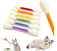 Générique Jouet Chat en Coton Tige Géant avec Herbe à Chat - Lot de 6 Bâtons de Mastication en Feutre Résistant, Jouet Interactif et Corde à Dents pour Chats