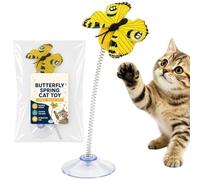 Générique Jouet Chat Papillon Interactif Réaliste à Ventouse et Ressort 3 | pour Chat Stimulants Pour Entraînement Exercice Anti-Ennui Stimulation Mentale Simulation De Chasse