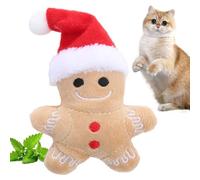Générique Jouet Chat Peluche Bonhomme d’Épices Noël - Jouet en Peluche avec à Chat | Jouеt Interactif de Noël pour Réduire Ennui et Anxiété chez Chats et Chatons