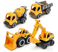 Générique Jouet De Camion De Construction - Jouets De Construction 4 Pièces avec Excavatrice | Camion De Alimenté par Friction, Pelle, Bulldozer, Rouleau Compresseur pour Garçons Filles Jar