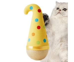 Générique Jouet De Chat | Jeu en Bois Qui Se Redresse Tout Seul | Jouet Interactif avec Balle À Bascule pour Chat - Jeu, Exercice, Lèche, Frappe, Petits Animaux de Compagnie, Noël, Appui De Fenêtre
