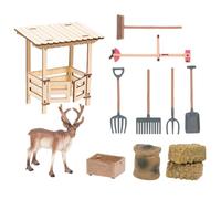 Générique Jouet de Ferme d'imitation réaliste, interactif, réutilisable, | Figurines de Cerfs, Animaux de la Ferme et Clôture Pour Chambre, Salle de x, Classe, Maternelle, Bac à Sable, Jardin,