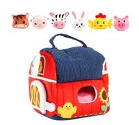 Générique Jouet de la Ferme en Peluche,Ensemble De Jeu Interactif Portable Doux Et Éducatif,Animaux De Ferme en Peluche avec Coffret - pour Garçons, Filles, , Famille Et