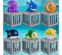 Générique Jouet de Plongée Enfant, Jouet de Piscine pour Enfants avec Animaux Flottants et Cage Lestée, Jeux de Plongée Piscine, Cadeau Parfait pour Garçons et Filles (6PCS)