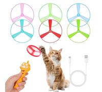 Générique Jouet De Récupération pour Chat - Jouet Hélicoptère pour Chat, Hélice Volante De Chasse, Interactifs pour Chats, Lanceur D'enrichissement Volant Rechargeable avec 6 Disques | pour Jouer en
