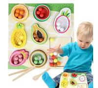 Générique Jouet de Tri des Fruits par Couleur - Éducatif Interactif en Bois Sécurisé Développement des Compétences,Jouet d'Empilement de Fruits pour Jeu de Cuisine | pour de Maternelle Garçons et