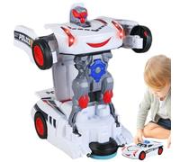 Générique Jouet De Voiture Robot - Voiture De Électrique Transformable, Musique Lumineuse, Déformation Rotative À 360° | Jouet De Voitures Robots Multifonctions, Véhicule De Créatif Interactif