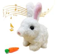 Générique Jouet Électronique en Peluche, Lapin Réaliste Interactif avec Carotte, Jouets Peluche, Mon Lapins Réaliste, Jumping, Twitching, and Shaking Ears, Jouet Enfant (Blanc)