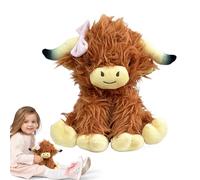 Générique Jouet en Peluche De Vache des Highlands - Peluche en Coton en Tissu Doux, Figurine en PP, Animal De Vache Debout Marron, Accent De Nœud Papillon, Jolie Décorative | Décoration De Cha