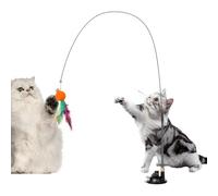 Générique Jouet interactif Chat - Canne à Teasing Ventouse | Accessoire dépense Physique pour en intérieur extérieur | Baguette Plume Interchangeable pour Dressage, Amusement, Jardin, Parc, Maison