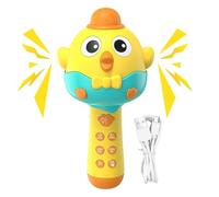 Générique Jouet Karaoké sans Fil Haut Parleur Microphone Portable Rechargeable USB Cadeau Garçons Filles 11x10x21cm ABS 290g Lumières LED Changeur Voix Autonomie 5h