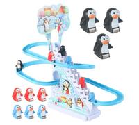 Générique Jouet Musical de Piste de Course de Pingouin - Jeu de Montagnes Russes à LED pour et Tout-Petits | Glissière d'escalier Automatique avec 4 Pingouins | Cadeau de Noël d'anniversaire éd