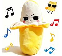 Générique Jouet Musical en Peluche Banane, Peluche Musicale Interactive Rechargeable, Poupée Sonore Activée Tactile, Doudou Fruit, Décoration de Chambre Enfant, Cadeau pour Bébés et Enfants (Banane)
