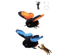 Générique Jouet Papillon pour Chat, Interactif Rechargeable, Doté Capteurs Intelligents Activé Mouvement; Robuste Et ConçU Stimuler L'Instinct Chasse,Convient Chatons Chats D'IntéRieur (Bleu+Orange)