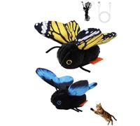 Générique Jouet Papillon pour Chat, Interactif Rechargeable, Doté Capteurs Intelligents Activé Mouvement; Robuste Et ConçU Stimuler L'Instinct Chasse,Convient Chatons Chats D'IntéRieur (Bleu+Jaune)